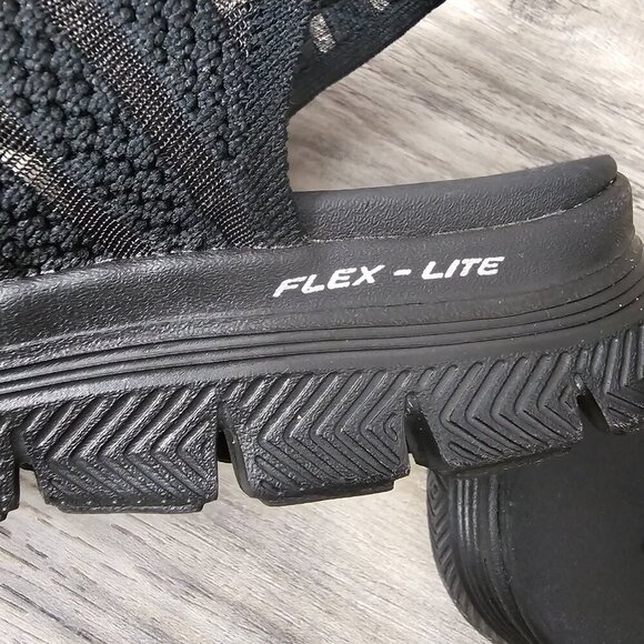 Sketchers Yoga Foam Flex Appeal 4.0 Boldest Black Sling Back Sandal Shoe - Picture 8 of 9